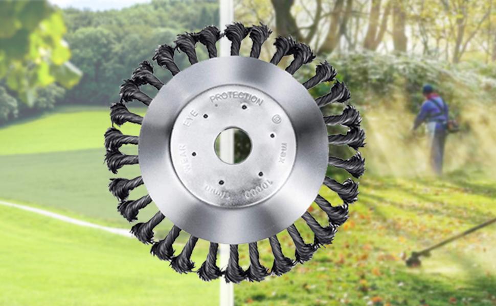 SI FANG 6 Inch Steel Wire Wheel Brush Grass Trimmer Head
