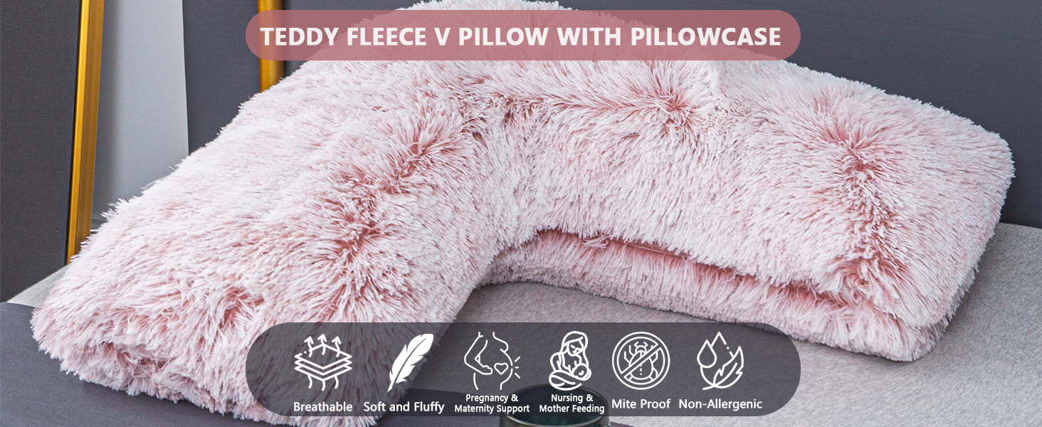 EDS Pregnancy Teddy Fleece V Pillow with Pillowcase Provide Support