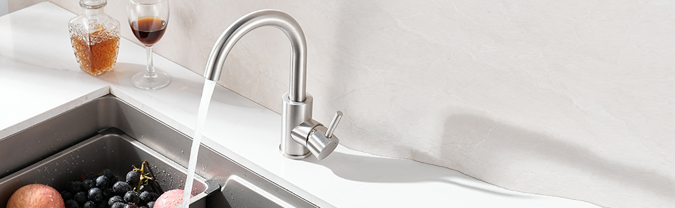 RODDEX Bar Sink Faucet, Single Hole 360 Swivel Stainless Steel Faucets ...