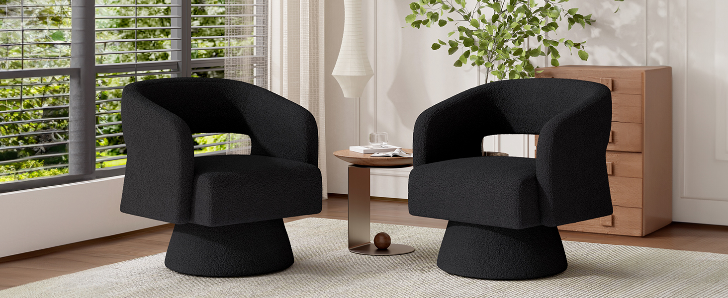 Swivel Barrel Accent Chair Black