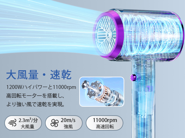 Amazon | ヘアドライヤー 大風量 速乾 【2024新設計 · 高濃度マイナス