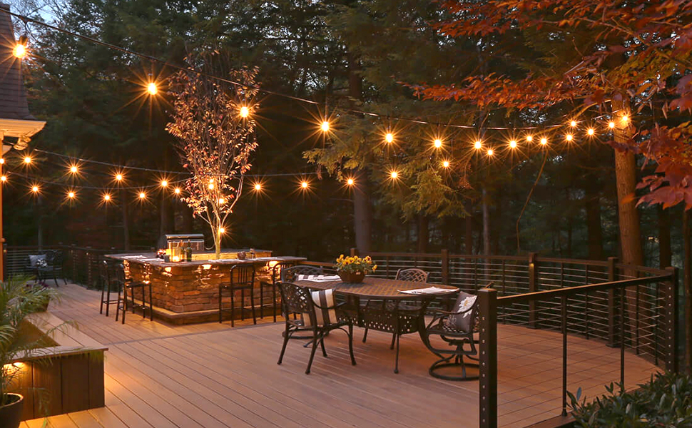 Brightown Outdoor String Lights 30FT LED G40 Globe Patio Energy