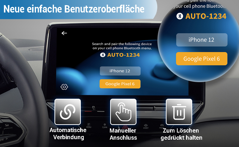 Ottocast 2 in 1 Android Auto CarPlay Wireless Adapter, Kabellos Car