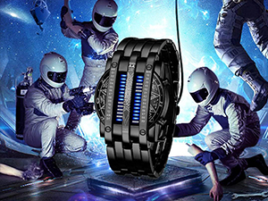 Creative Mens Binary Matrix Blue LED Digital Watch