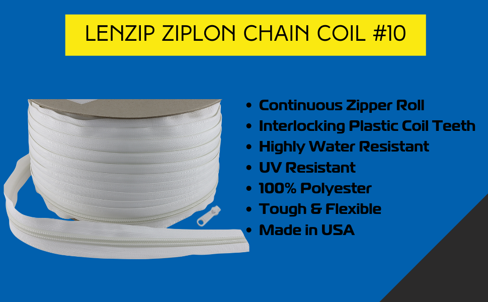 EZXtend 10 Lenzip Chain Ziplon Coil Zipper by The Yard