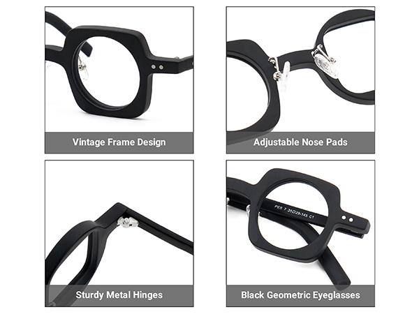 Zeelool Vintage Small Geometric Glasses Acetate Frame with
