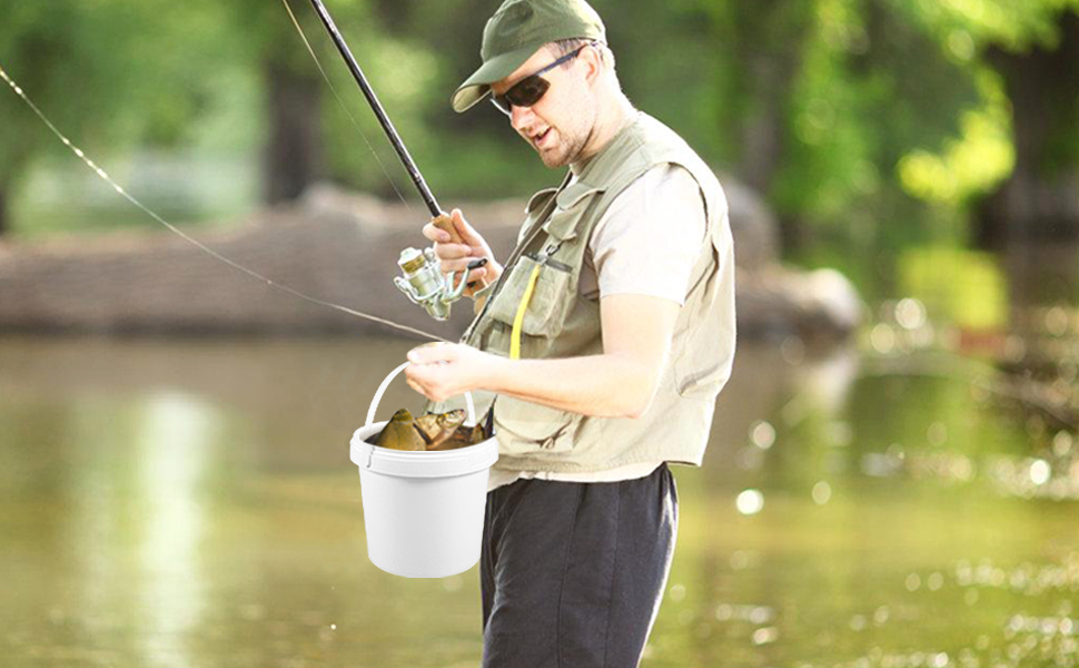 White Plastic Pail White Plastic Bucket with Handle Lid 2L Industrial Paint Pail Container Bucket