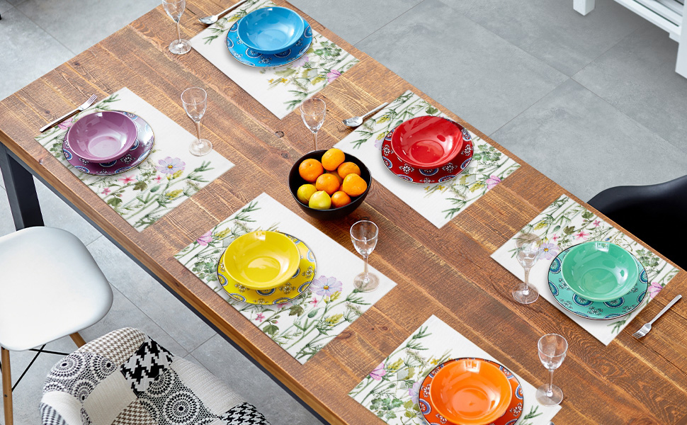 Futuregrace Spring Flower Floral Placemats Set of 6,Non