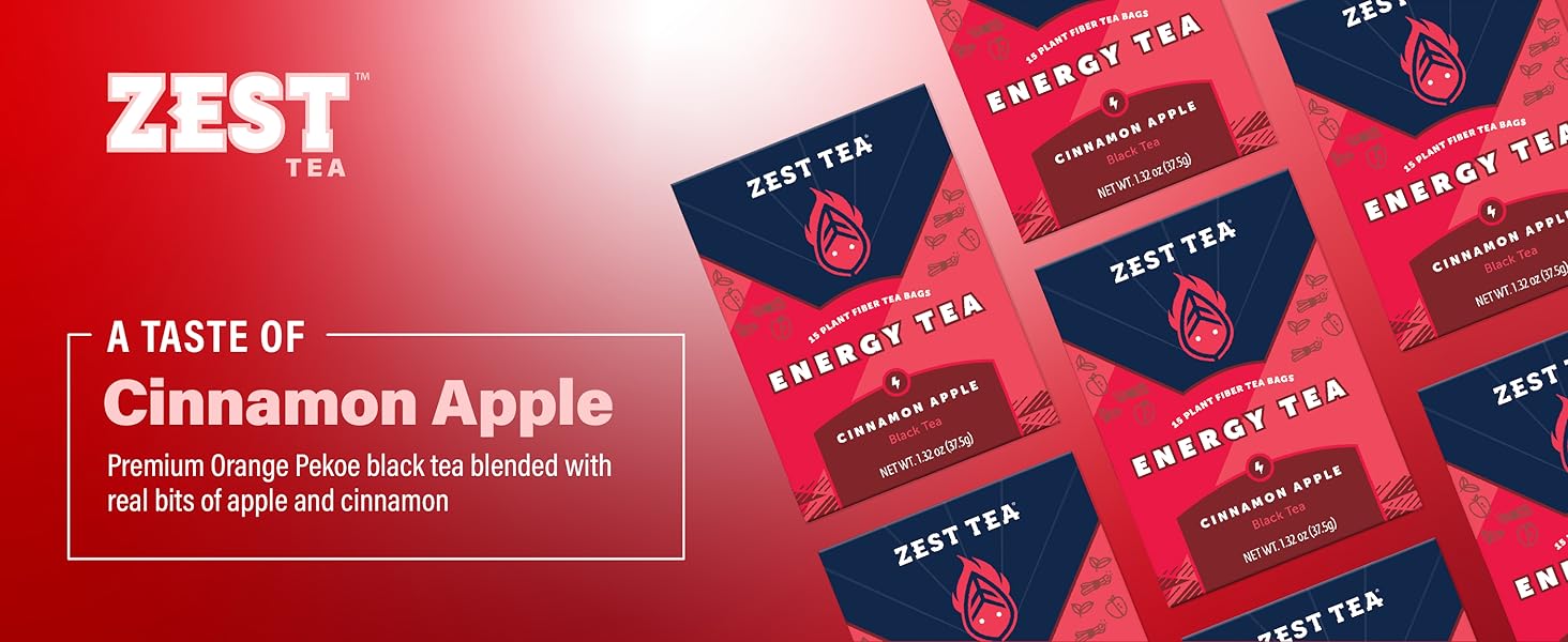 Zest Tea Premium Energy Hot Tea, High Caffeine Blend