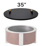 35” Round Fire Pit Lid – Powder Coated Fire Pit Cover Lid Round for Outdoor Fireplace -16 Gauge S...
