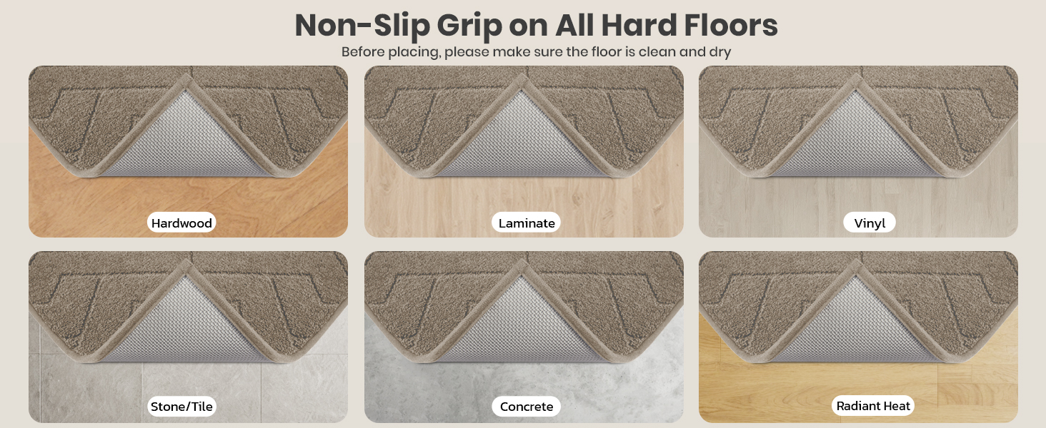 Non-slip Grip on All Hard Floors