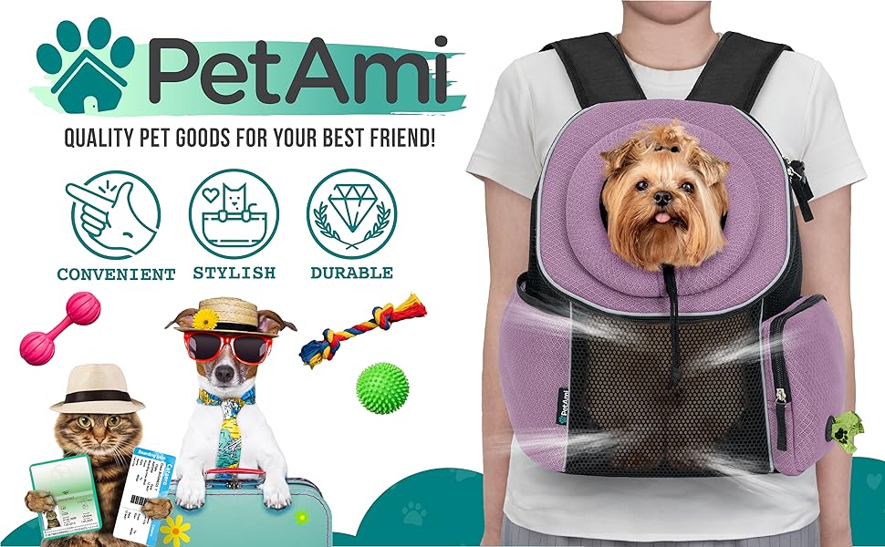 PetAmi Dog Front Carrier Backpack, Extra Ventilated Adjustable Pet Cat Chest