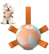 QDAN Small Dog Balls: Dog Soccer Ball with Straps- Premium Dog Toys Balls- Puppy Outdoor Dog Toys...