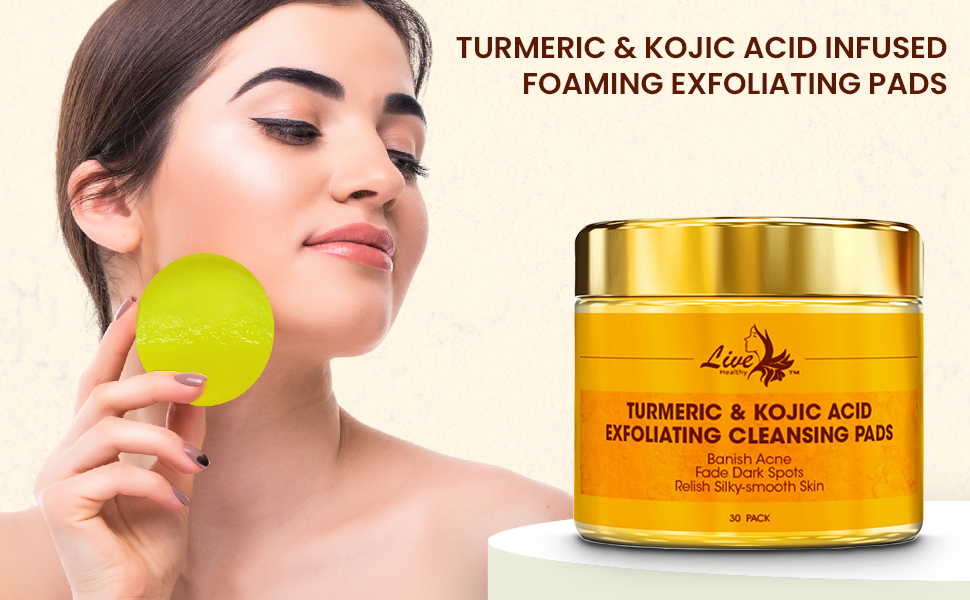 Live Healthy [The Original] Kojic Acid & Turmeric Cleansing Pads Exfoliating