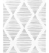 Yun-aeon 17.7" X 120" White and Silver Stripe Peel and Stick Wallpaper Grey Modern Diamond Contac...
