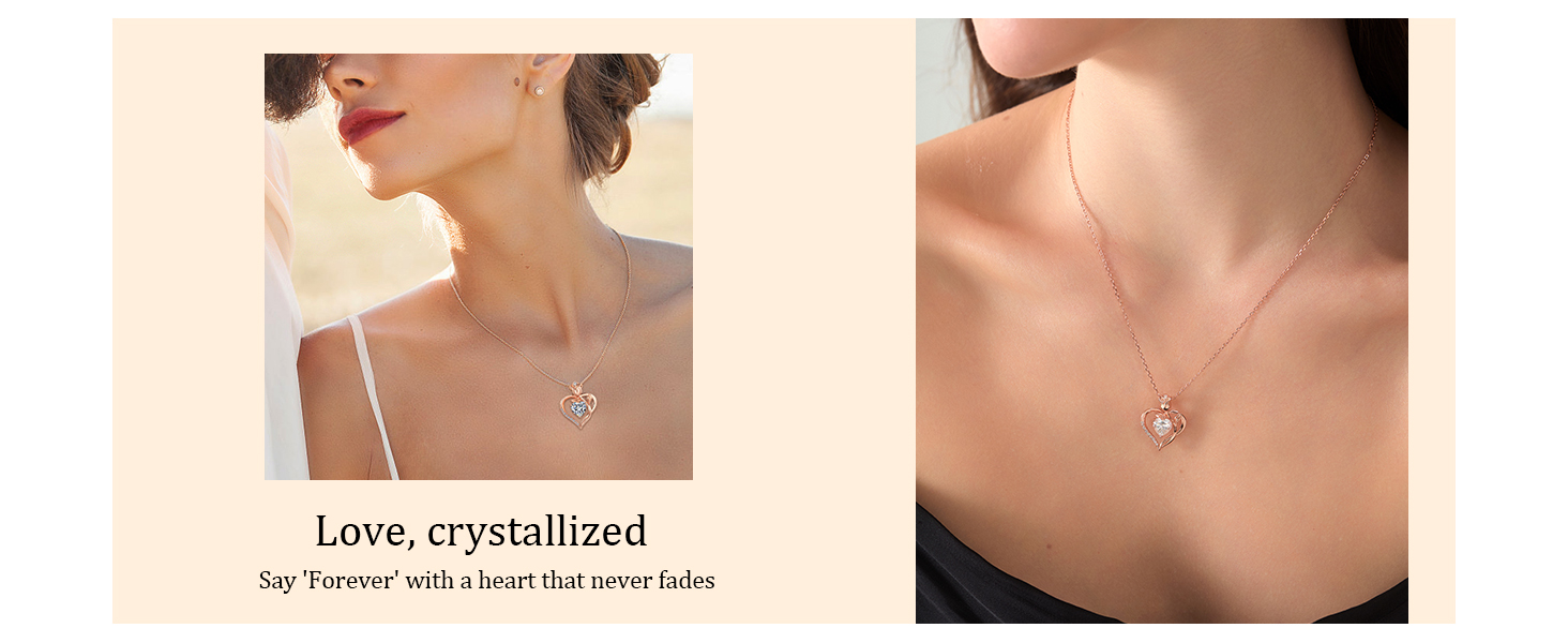 Rose Heart Moissanite Necklace