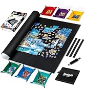 Becko US 2000 Piece Puzzle Mat Roll Up with 6 Colored Sorting Trays & Storage Bag & Black Pump, J...