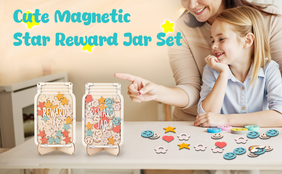 Magnetic Star Reward Jar for Kids, Personalized Smiley Face Reward System