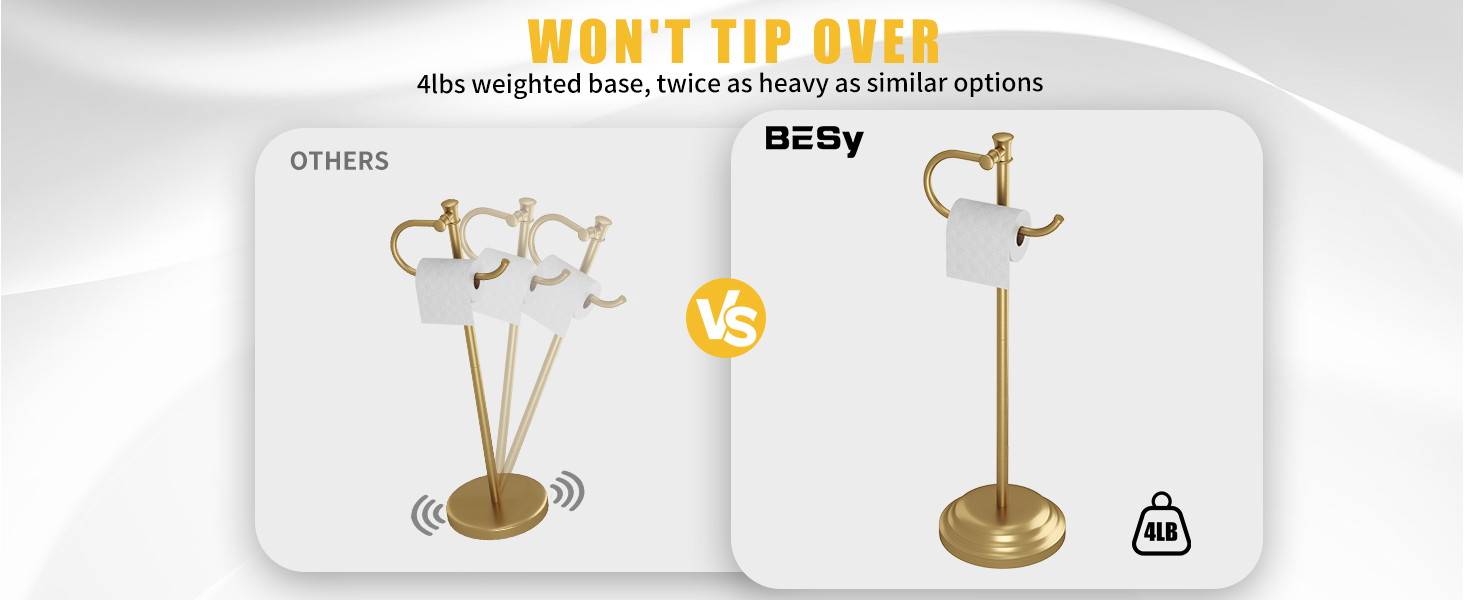 BESy Toilet Paper Holder Free Standing Bathroom Toilet Tissue Holder