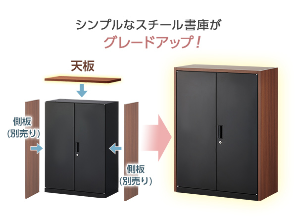 ポンコツさん専用  ウチダ スチール書庫 両開き キャビネット  ベース、天板付 両開き書庫 KW4シリーズ 幅900 奥行400 高さ1800 KW4-18H-WH