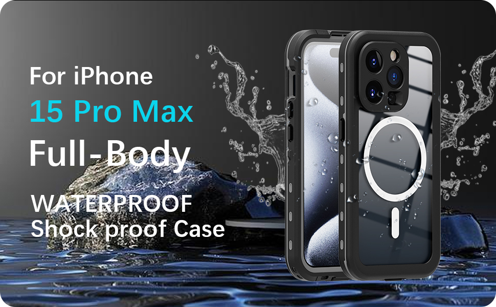 Hllhunkhe iPhone 15 Pro Max Case Waterproof, Shockproof, Dustproof Full Body Case