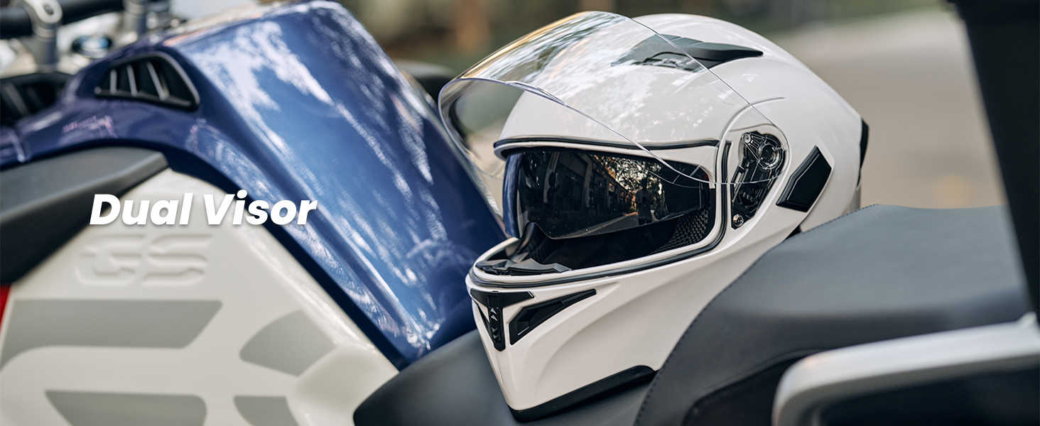 ILM Motorcycle Dual Visor Flip up Modular Full Face Helmet DOT 6 Colors Model 902