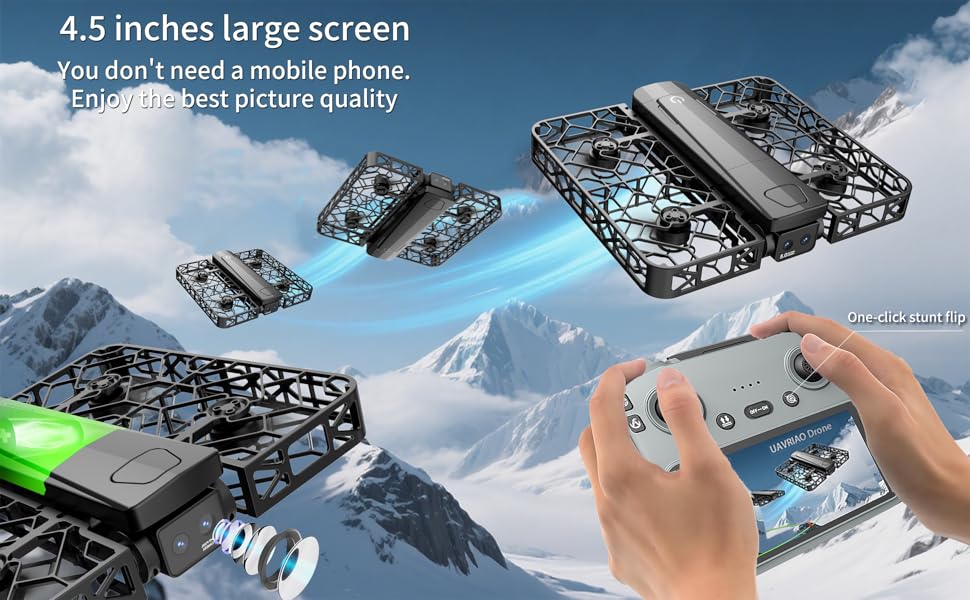 Stunt Drone with 3D Flips, Large 4.5&#34; Screen Remote, and 2 Batteries