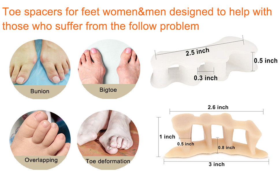 3 Pairs Toe Spacers to Correct Toes Soft Gel Toe Separators for Women ...