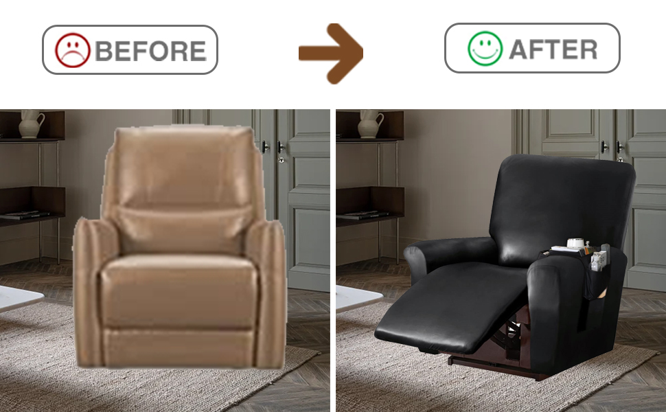 HewTLES PU Leather Recliner Cover, Elastic Waterproof Sofa