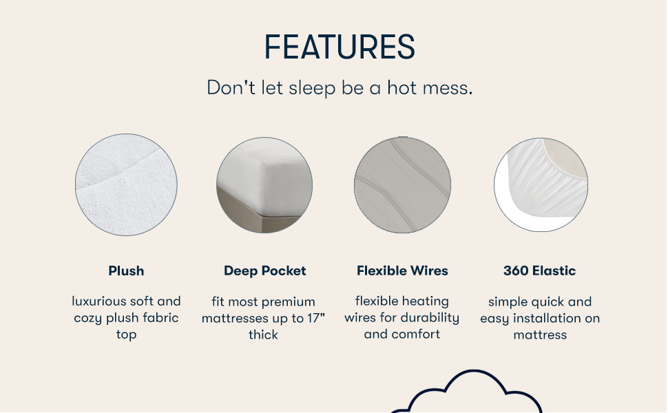 Serta Plush Heated Mattress Pad Electric Bed Warmer with