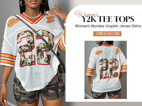 MakeMeChic Women's Jersey Shirts Number Graphic Oversized
