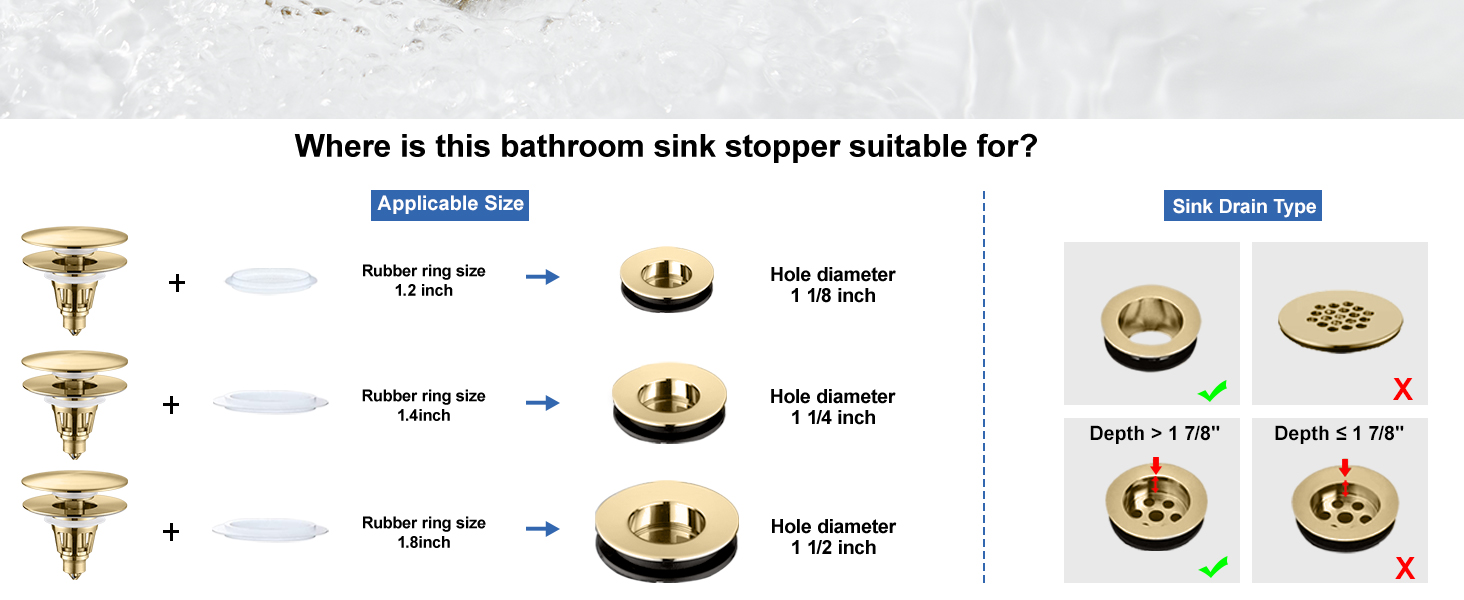 𝙋𝙚𝙧𝙋𝙖𝙞𝙈𝙚 Universal Bathroom Sink Stopper Pop Up Sink Drain Stopper, Push Button Flixfilter