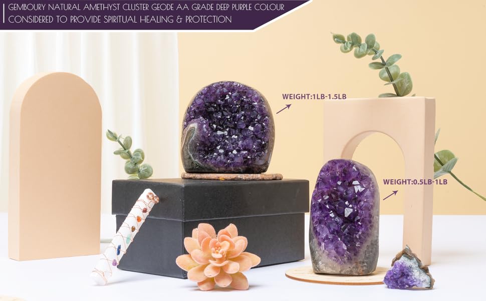 Amazon.com: GEMBOURY 來自烏拉圭的天然深紫色紫水晶水晶地極體1