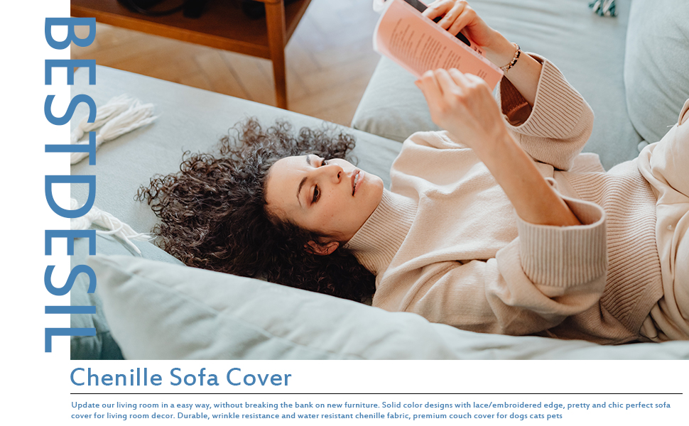 BESTDESIL Beige Sofa Covers, Chenille Couch Covers for 3