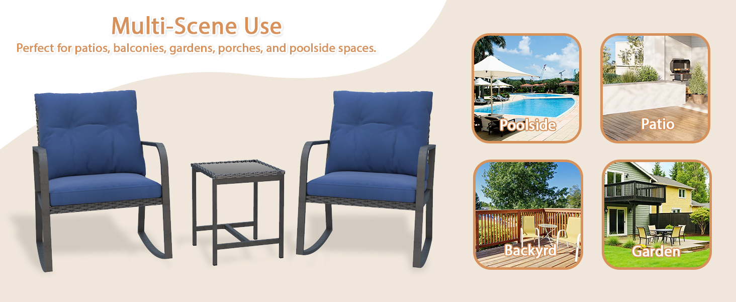 Outdoor Rocking Chairs Bistro 3 Piece Patio Furniture Set