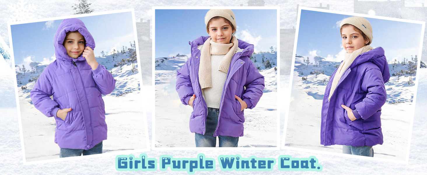 baby puffer jacket 12-18 months girl winter coat infant purple warm clothes kids