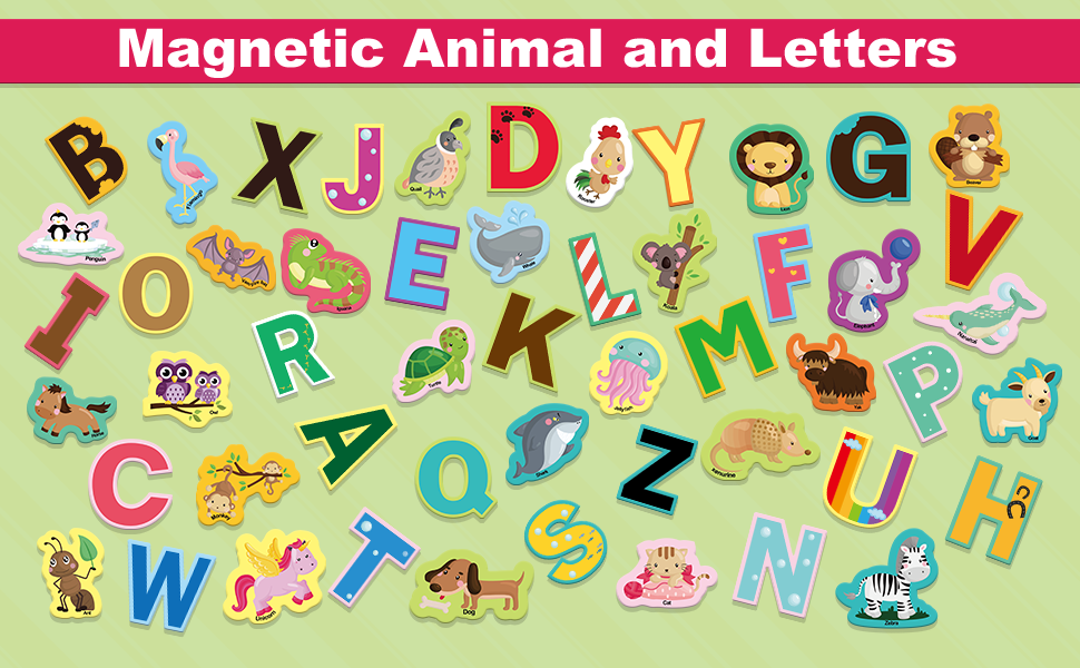 52 Pcs Animal Alphabet Letters Fridge 52 Educational Toy Set for
