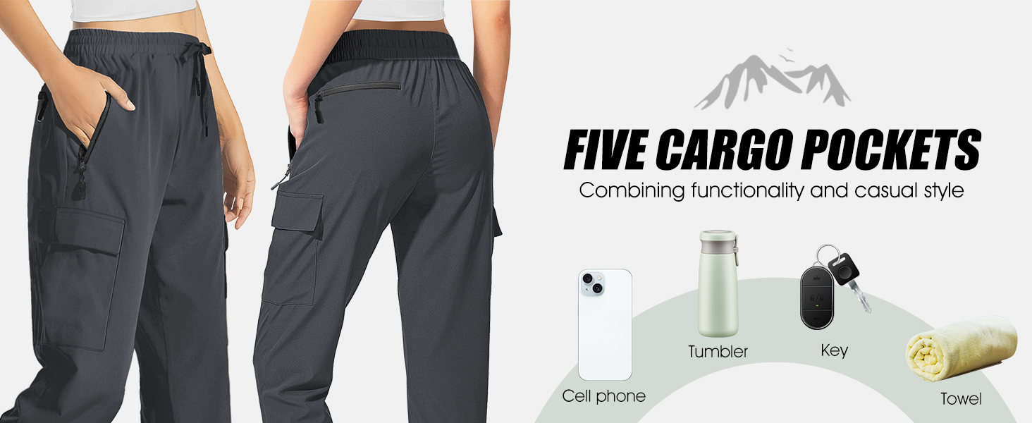 Women's Hiking Pants Quick Dry Lightweight Cargo Joggers