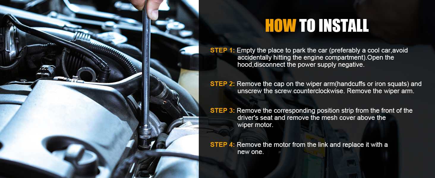 ROADFAR Front Windshield Wiper Motor Replacement for 2012