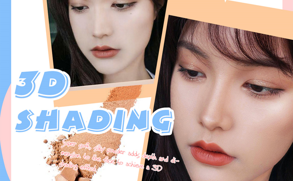 Face contour 3D shading contouring bronzer makeup long lasting high pigmented smooth matte make up