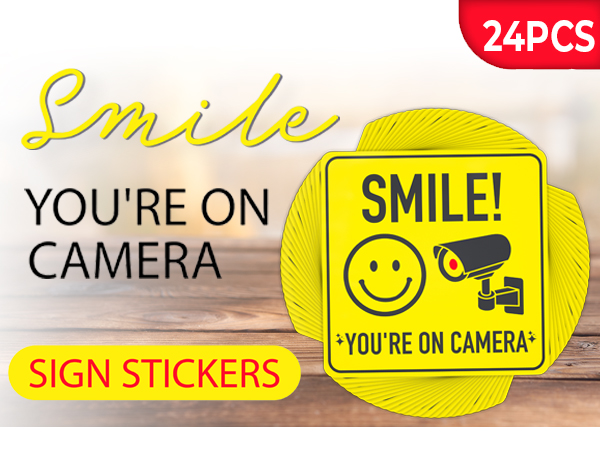 ASSURED SIGNS Smile You're On Camera Signs Stickers - 7 X 7