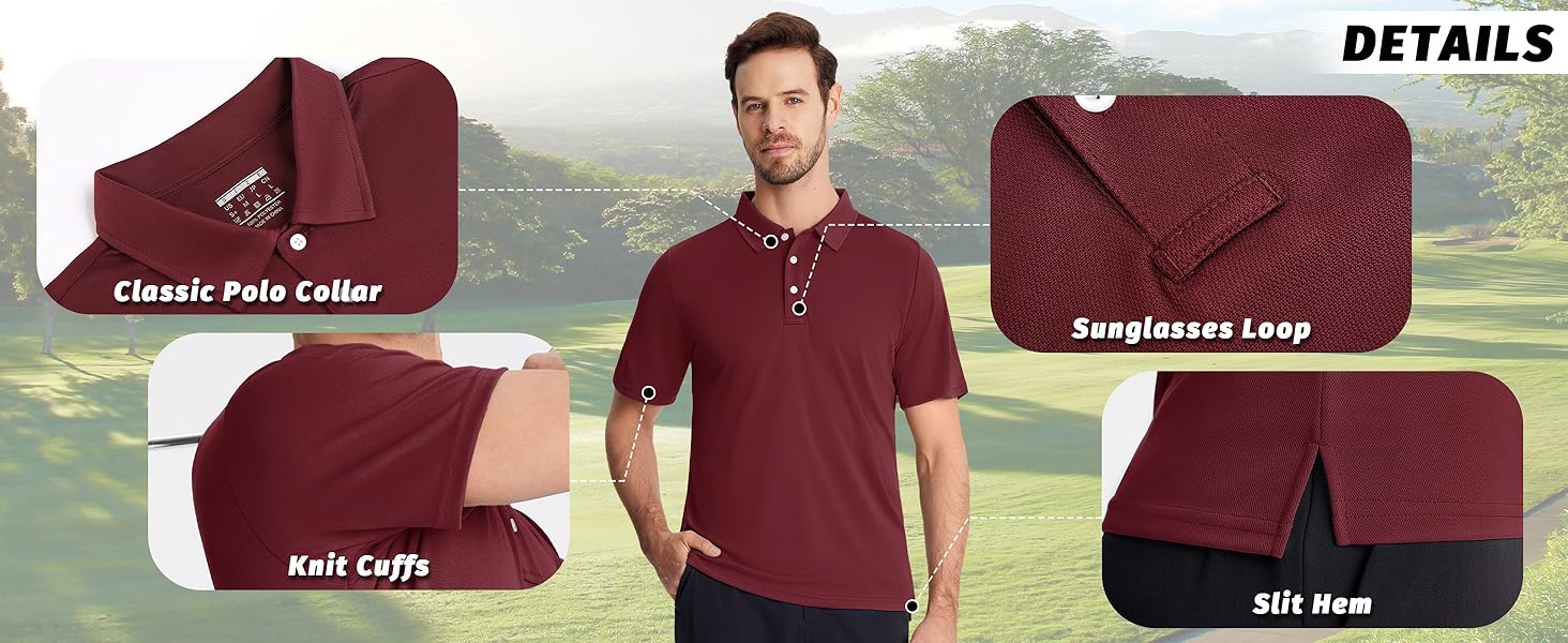 KEFITEVD Men's Polo Shirts Summer Dry Fit Collared Short Sleeve Work Business Golf Polo Tees Shirt