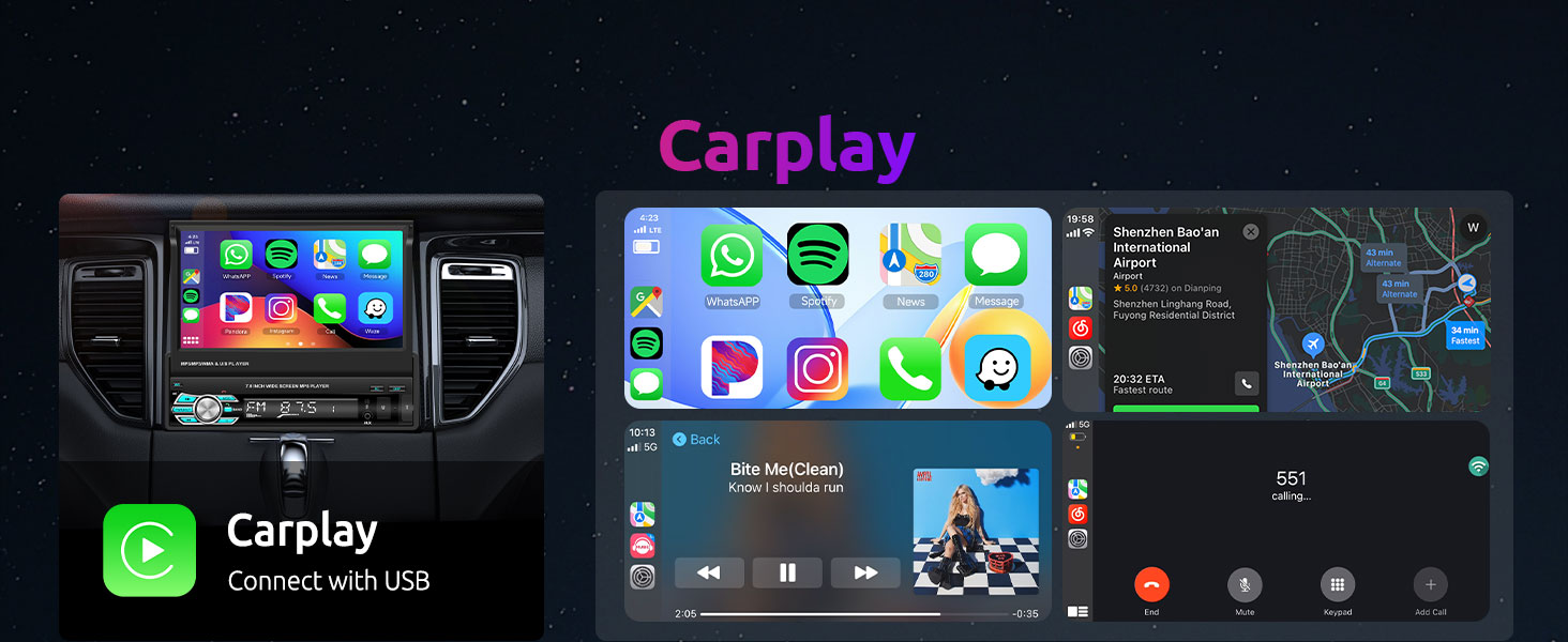 Car stereo with bluetooth