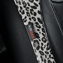 FB10527 flying banner leopard print car seat covers front pair airbag compatible
