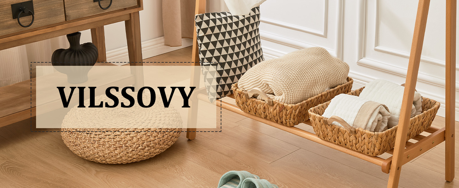 VILSSOVY 2 Packs Wicker Basket, Hyacinth Wicker Storage