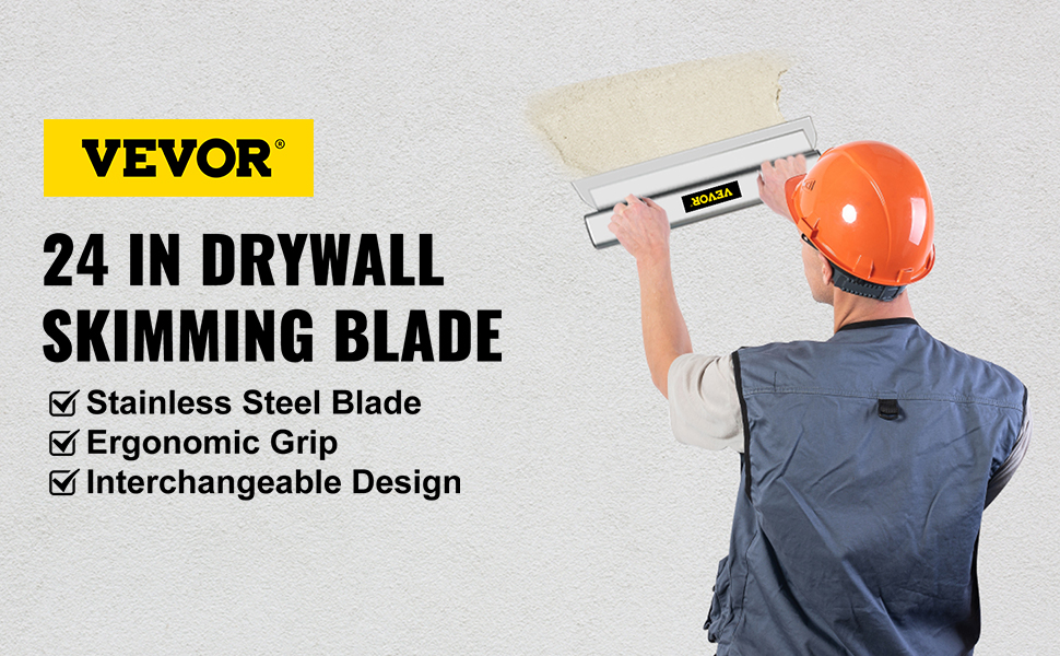VEVOR Drywall Skimming Blade, 24inch Smoothing KnockDown Knife