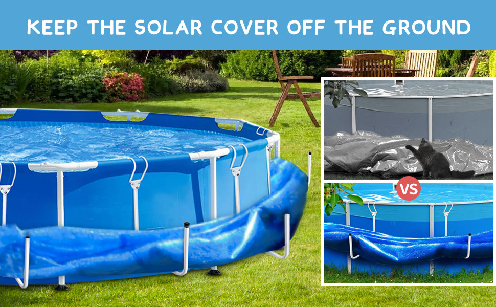 YYV 4PCS Solar Pool Cover Holder, Adjustable Solar Pool Hooks Storage Pool Cover U