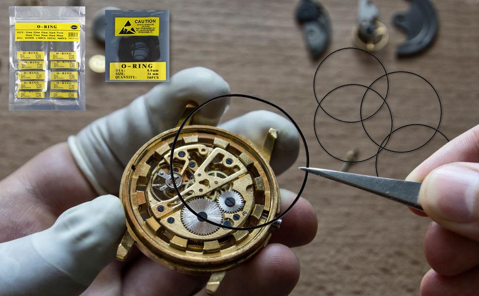 Outgeek Watch Back Gasket ORing 0.8MM ORings for Watch Backs Watch O Rings Kit