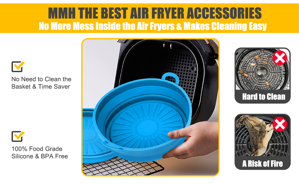 Foldable Air Fryer Silicone Liners for Ninja AF161/AF150AMZ