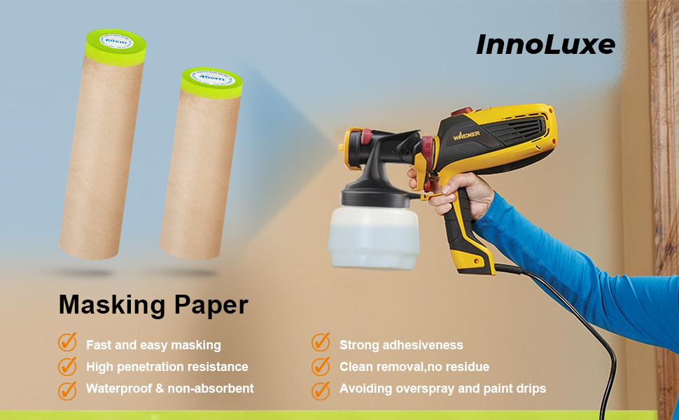 PreTaped Masking Paper for Painting, 18" x 50' Automotive